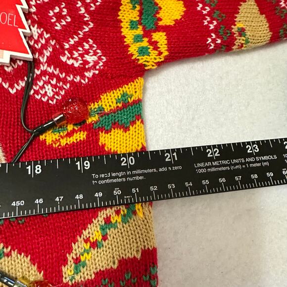 Ugly Christmas Sweater Tacos LIGHTS UP Tacky Tinsel Xmas Party Winner Sz Medium - Picture 4 of 5